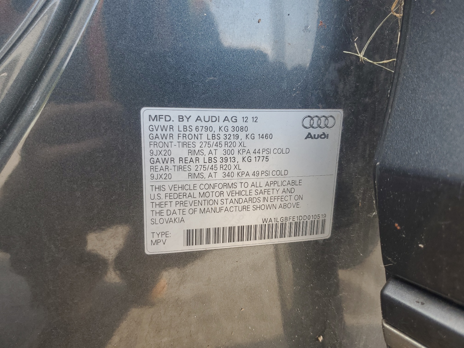 WA1LGBFE1DD010519 2013 Audi Q7 Premium Plus