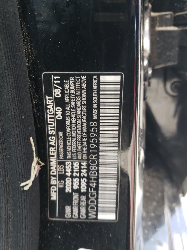 2012 Mercedes-Benz C 250 VIN: WDDGF4HB8CR195958 Lot: 63670494