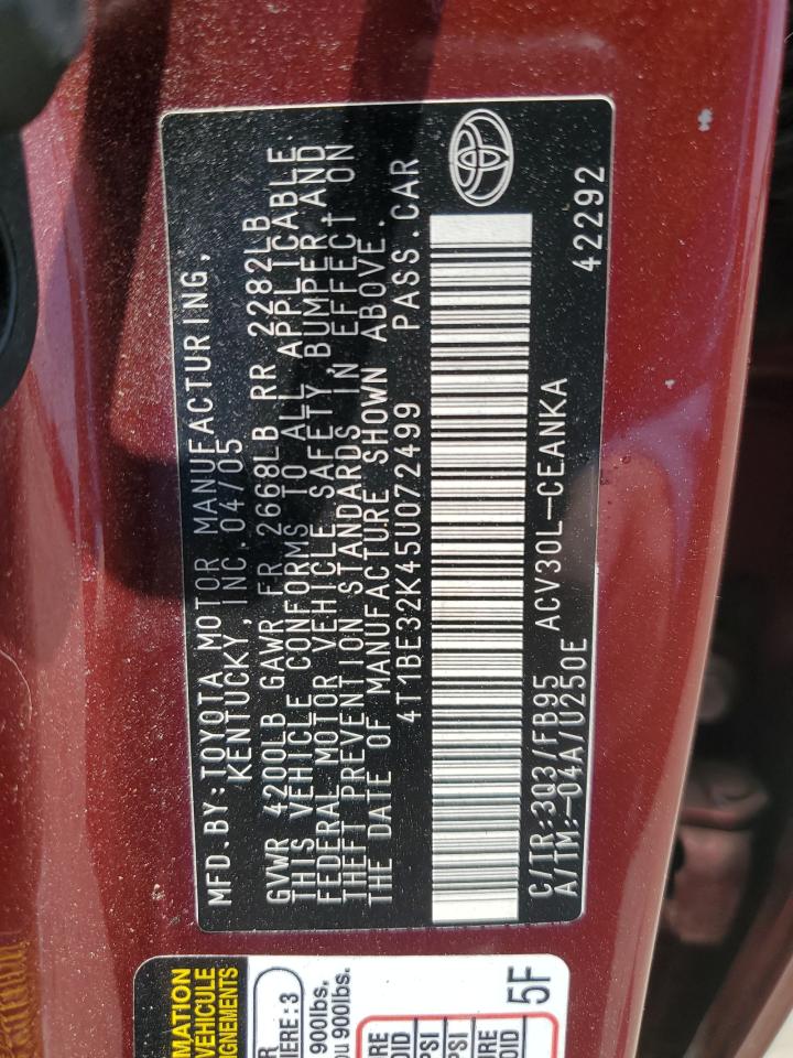 2005 Toyota Camry Le VIN: 4T1BE32K45U072499 Lot: 61202304