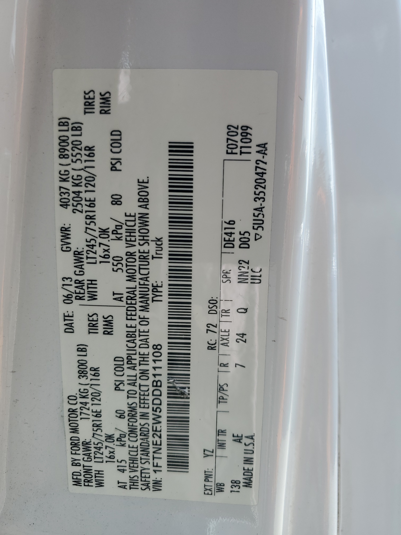 1FTNE2EW5DDB11108 2013 Ford Econoline E250 Van