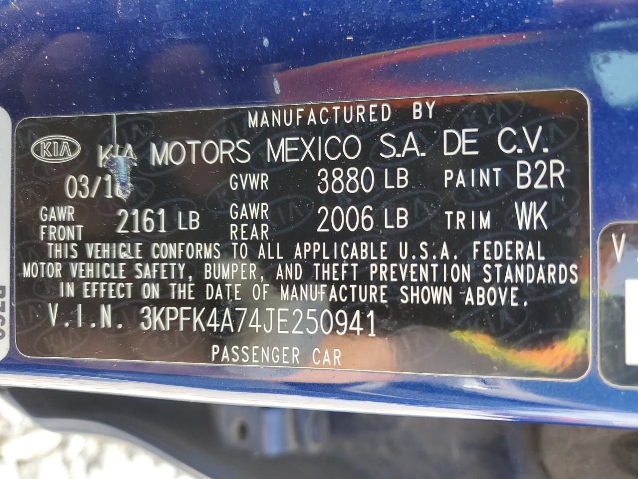 2018 Kia Forte Lx VIN: 3KPFK4A74JE250941 Lot: 64176784