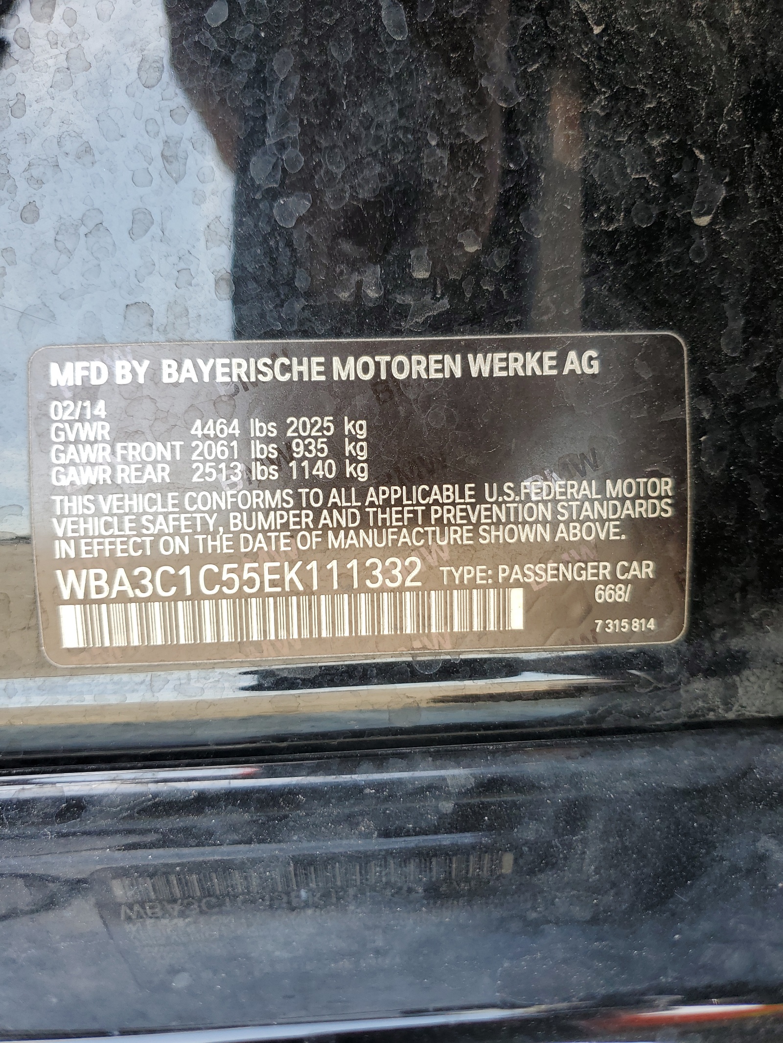 WBA3C1C55EK111332 2014 BMW 328 I Sulev