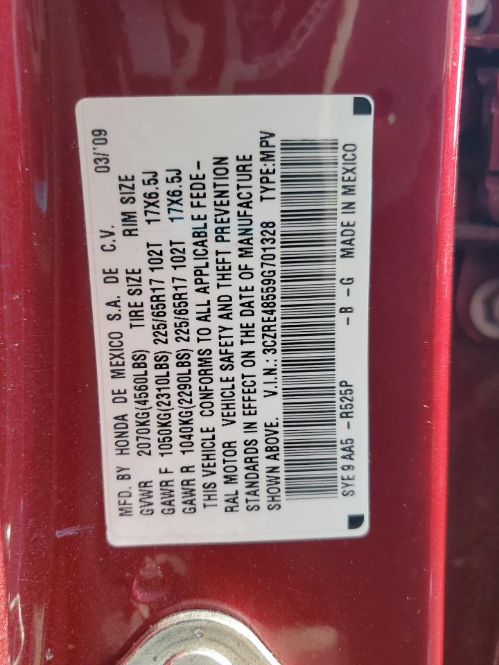 2009 Honda Cr-V Ex VIN: 3CZRE48559G701328 Lot: 62707184