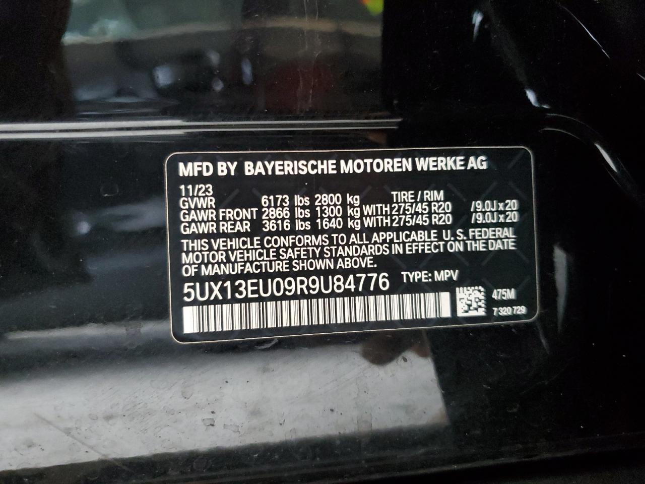 2024 BMW X5 Sdrive 40I VIN: 5UX13EU09R9U84776 Lot: 64224714