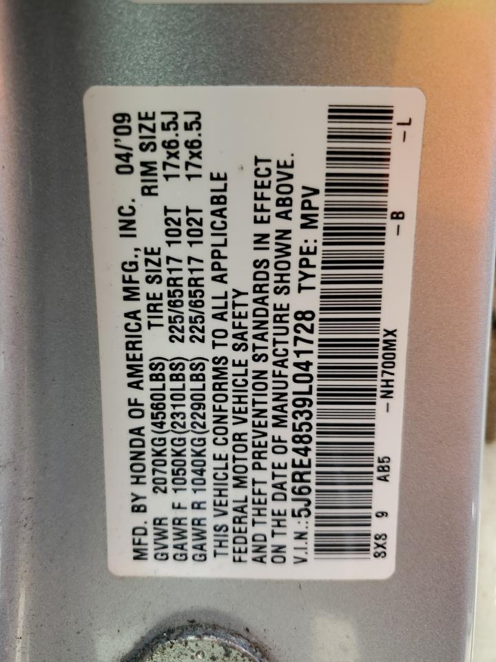 2009 Honda Cr-V Ex VIN: 5J6RE48539L041728 Lot: 63487834