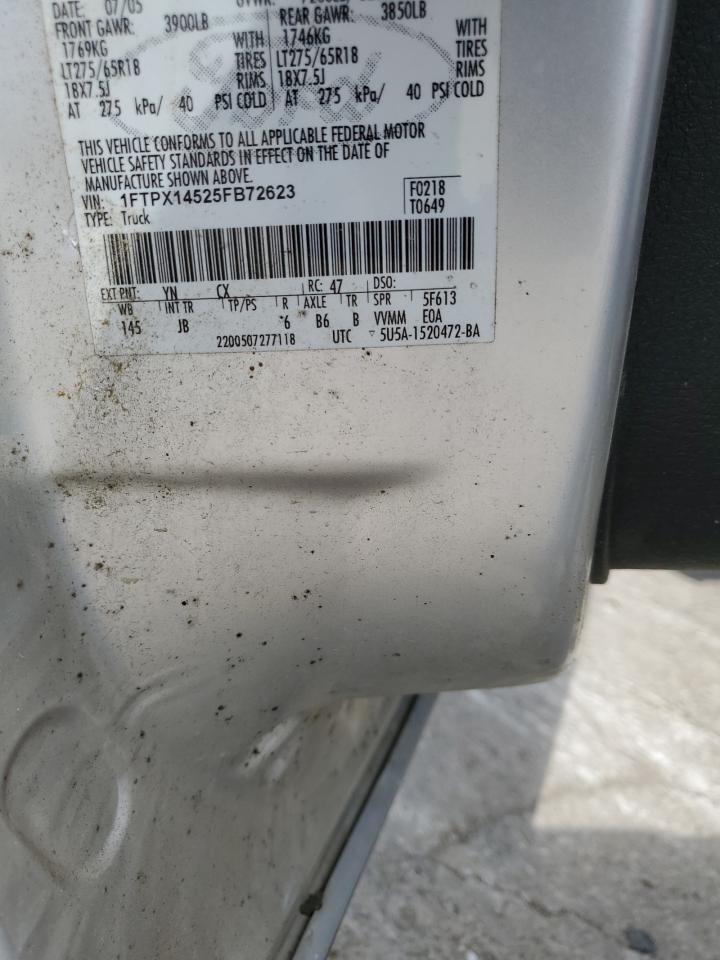 2005 Ford F150 VIN: 1FTPX14525FB72623 Lot: 61907364