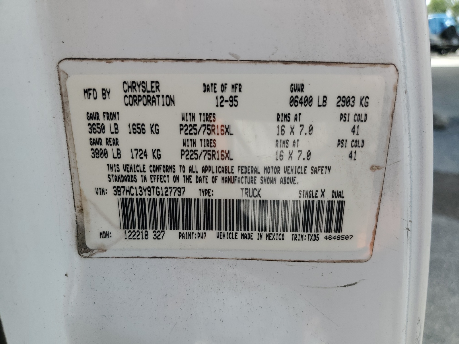 3B7HC13Y9TG127797 1996 Dodge Ram 1500