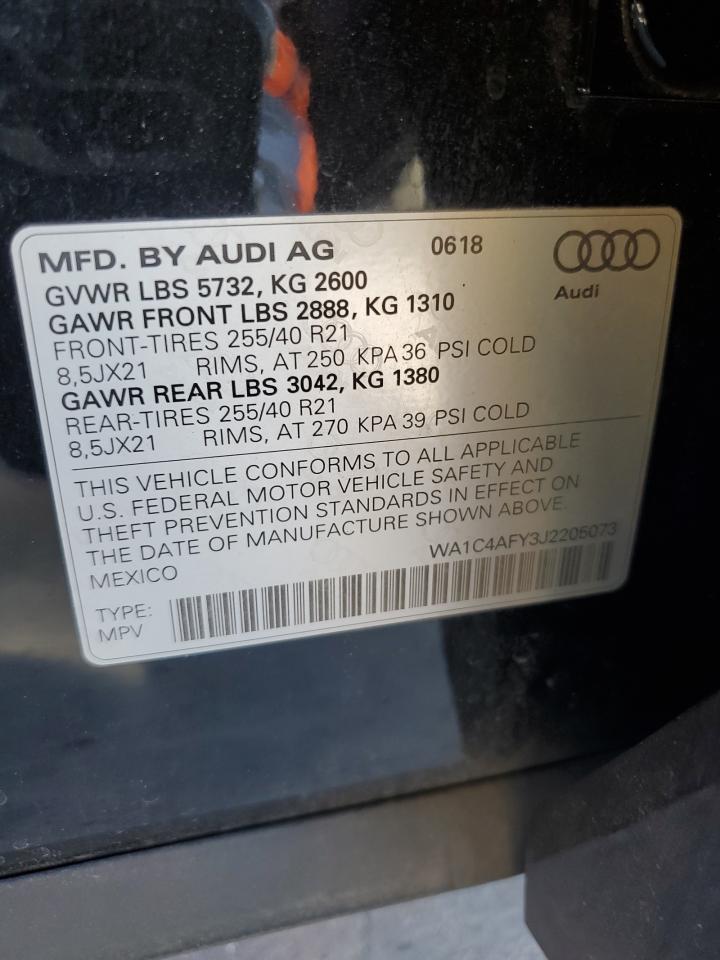 2018 Audi Sq5 Prestige VIN: WA1C4AFY3J2205073 Lot: 61616254