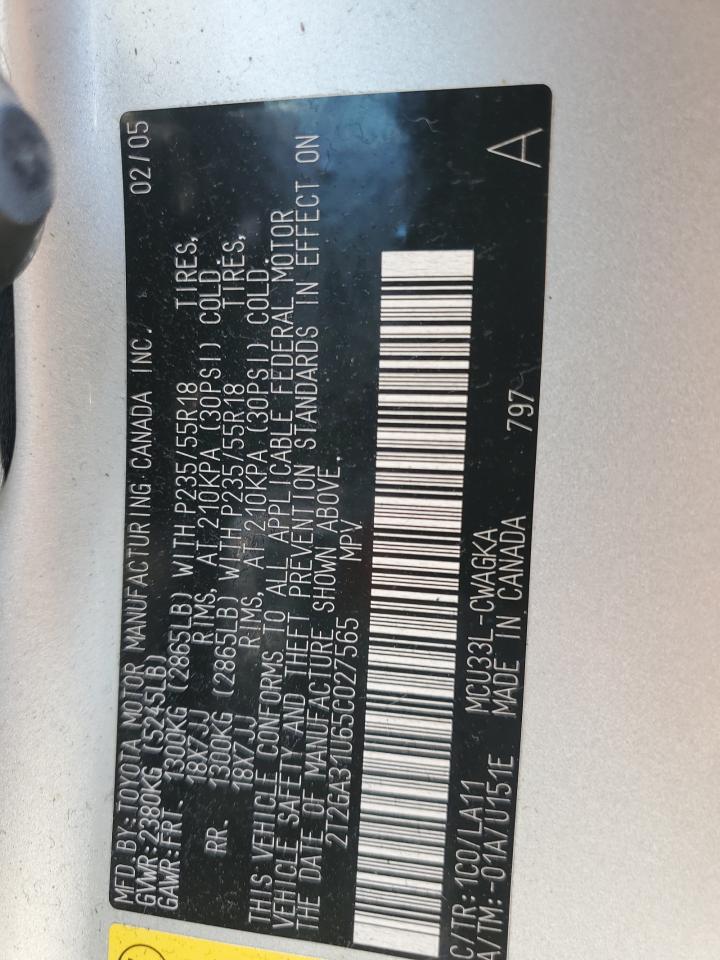 2005 Lexus Rx 330 VIN: 2T2GA31U65C027565 Lot: 61181994