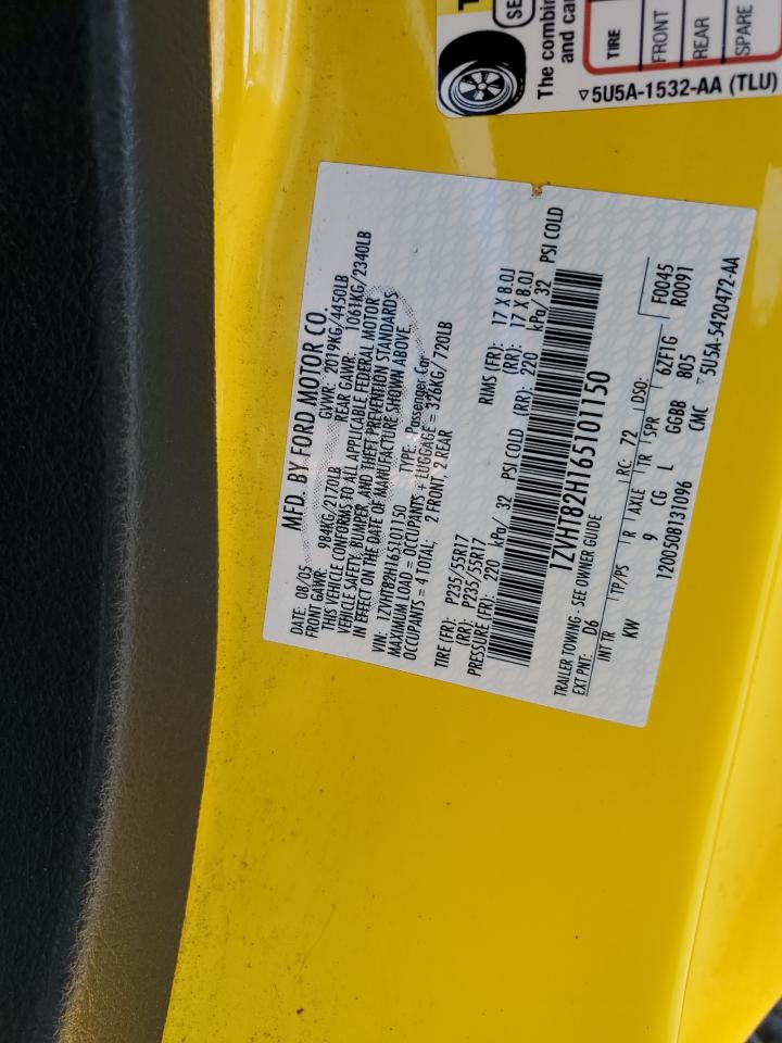 2006 Ford Mustang Gt VIN: 1ZVHT82H165101150 Lot: 62867714