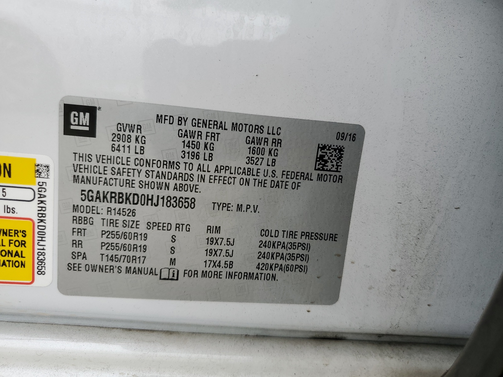 5GAKRBKD0HJ183658 2017 Buick Enclave