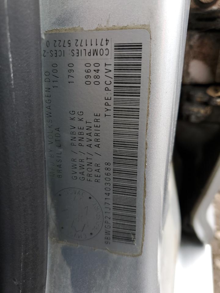 2001 Volkswagen Golf Gls Tdi VIN: 9BWGP21J714030688 Lot: 63270474