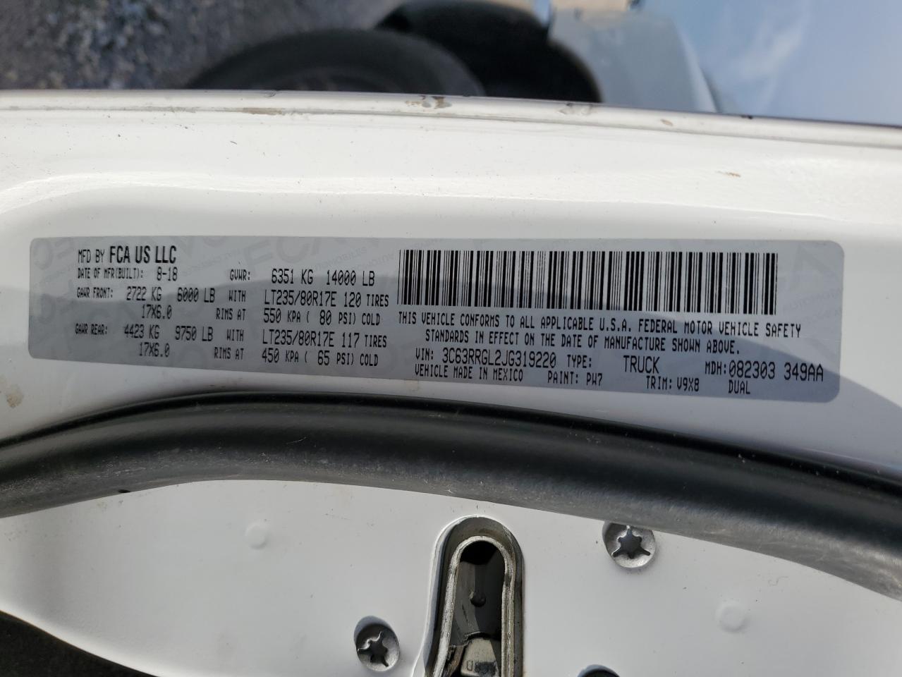 2018 Ram 3500 St VIN: 3C63RRGL2JG319220 Lot: 61371074