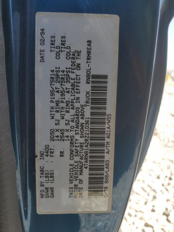 1994 Toyota Pickup 1/2 Ton Short Wheelbase Stb VIN: 4TARN81A2RZ210361 Lot: 64368494