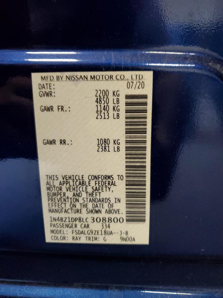 2020 Nissan Leaf Sl Plus VIN: 1N4BZ1DP8LC308800 Lot: 63116924