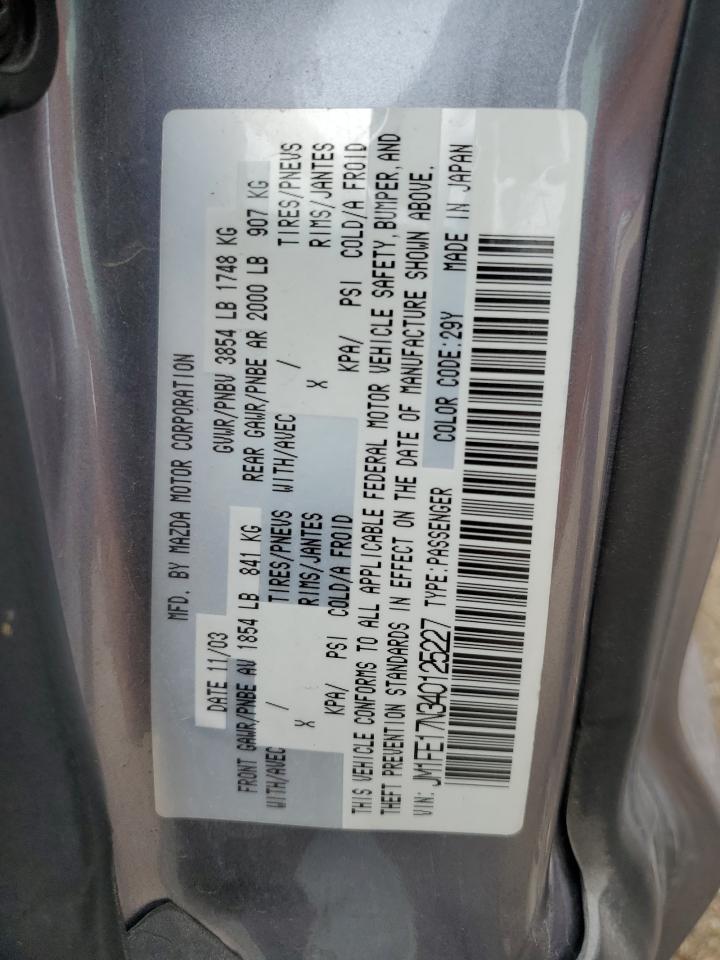 2004 Mazda Rx8 VIN: JM1FE17N340125227 Lot: 60567484