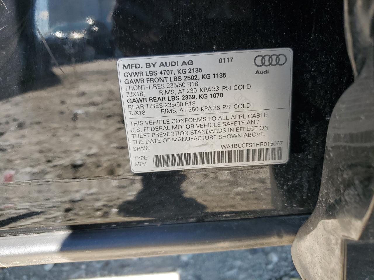 WA1BCCFS1HR015067 2017 Audi Q3 Premium