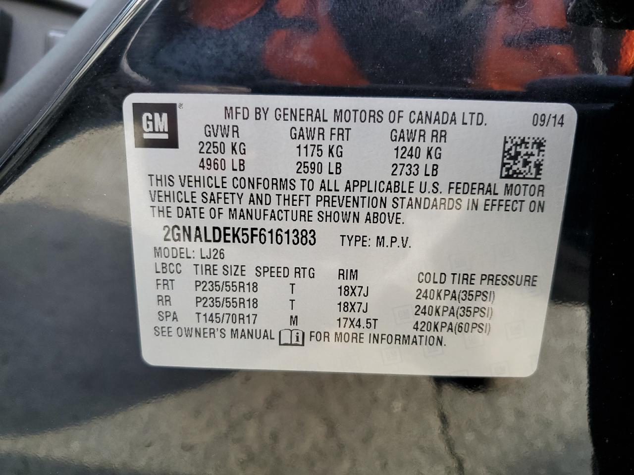 2GNALDEK5F6161383 2015 Chevrolet Equinox Ltz