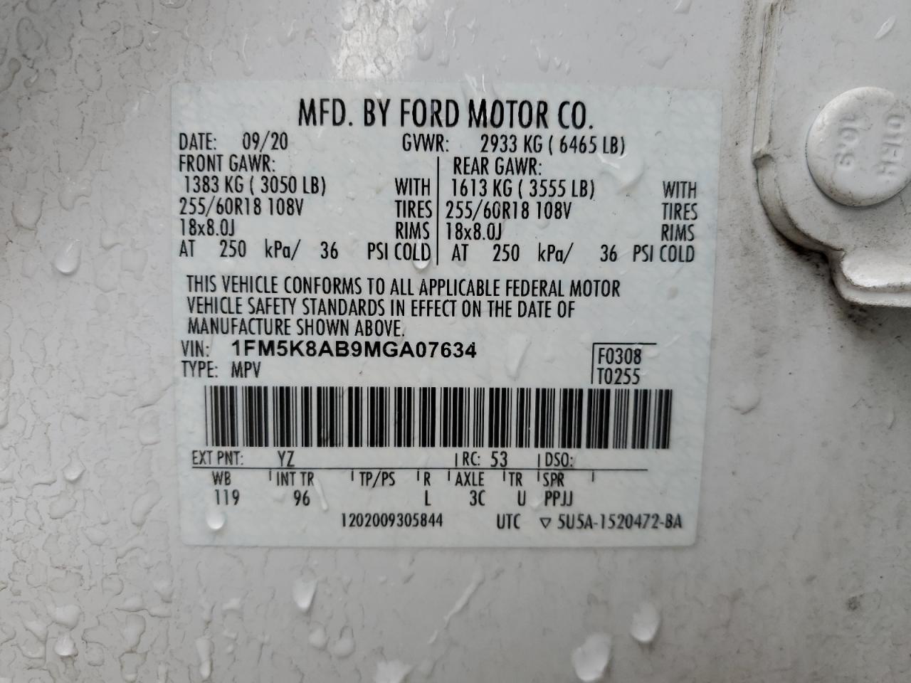 2021 Ford Explorer Police Interceptor VIN: 1FM5K8AB9MGA07634 Lot: 64353954