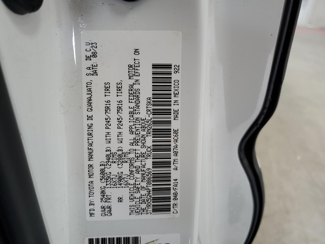 2023 Toyota Tacoma Access Cab VIN: 3TYRX5GN4PT086569 Lot: 73895754