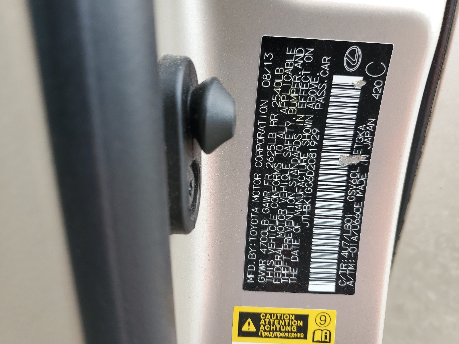 JTHBK1GG6D2081929 2013 Lexus Es 350