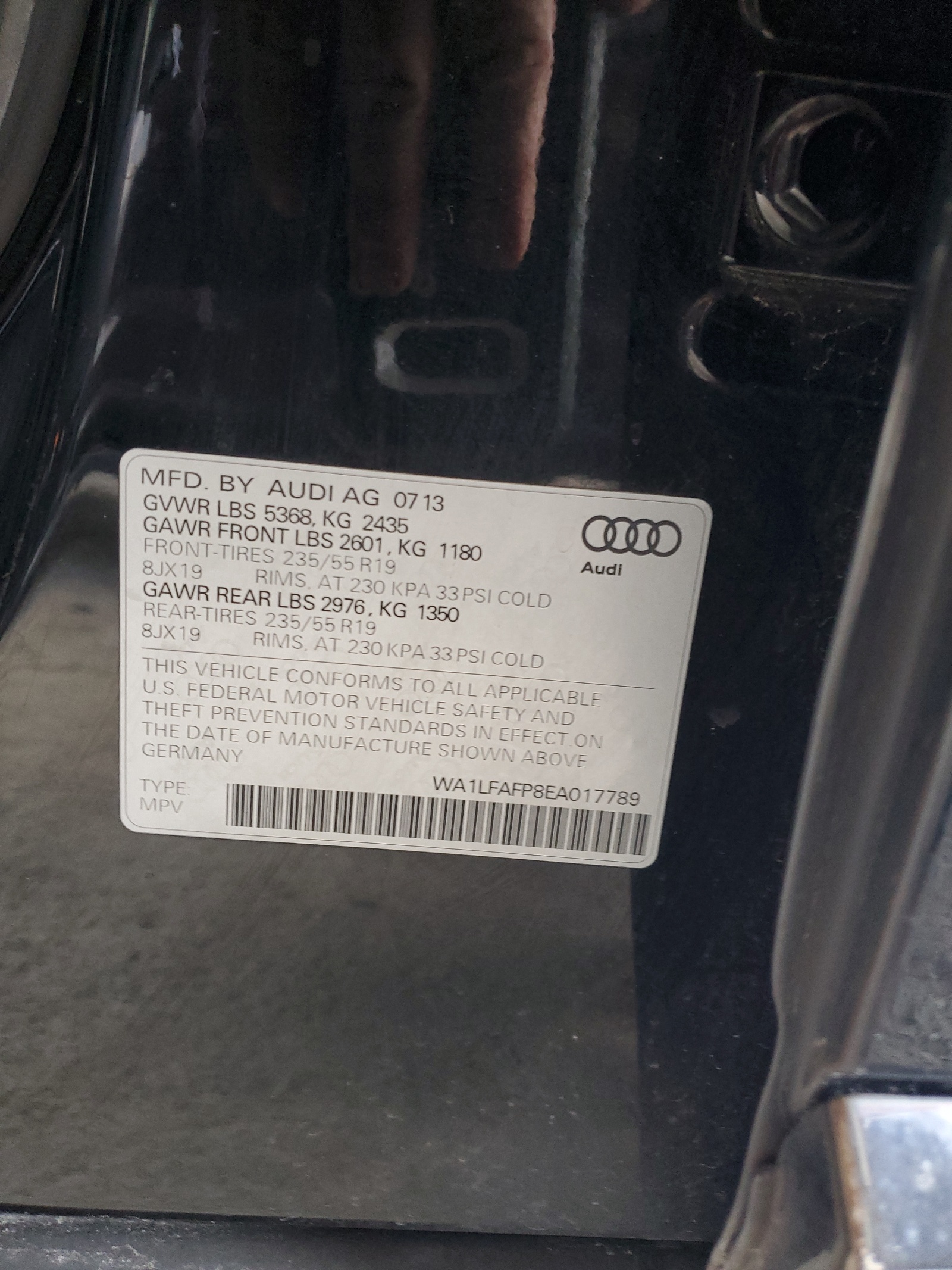WA1LFAFP8EA017789 2014 Audi Q5 Premium Plus