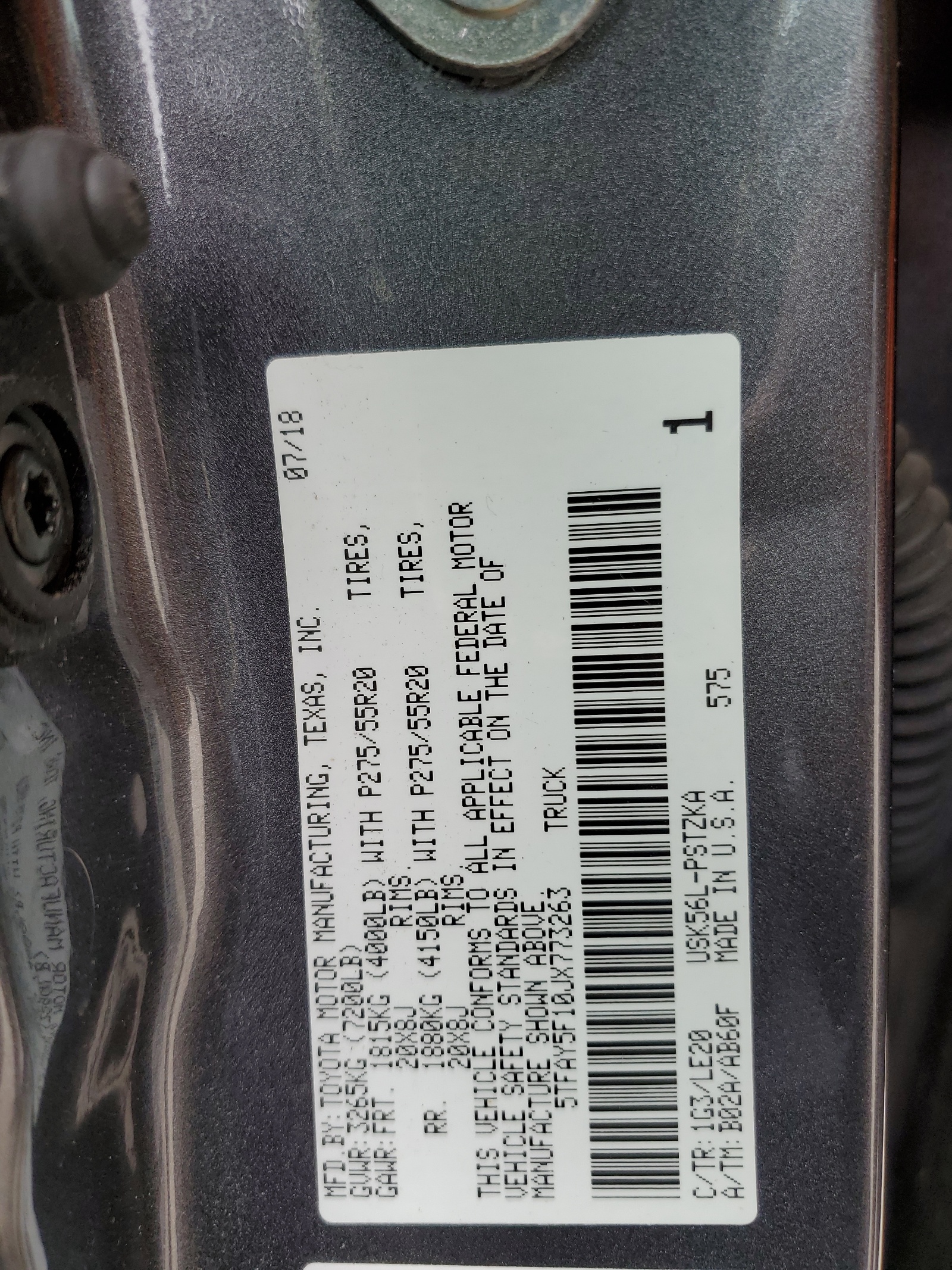 5TFAY5F10JX773263 2018 Toyota Tundra Crewmax 1794