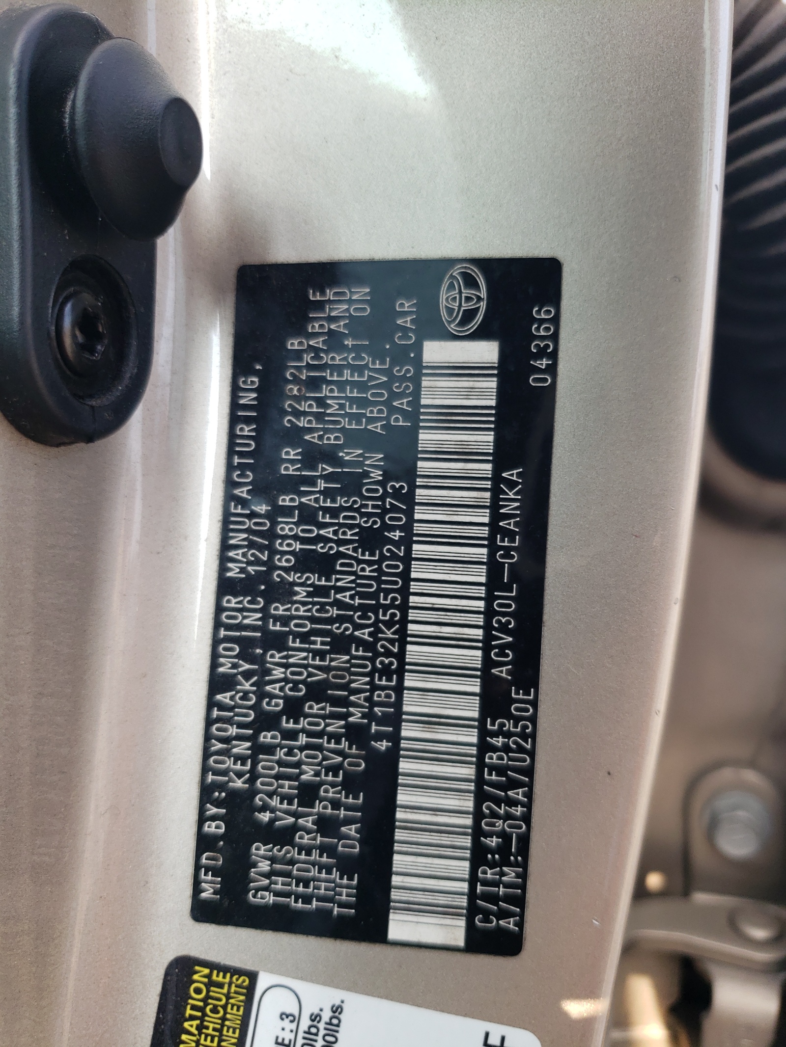 4T1BE32K55U024073 2005 Toyota Camry Le