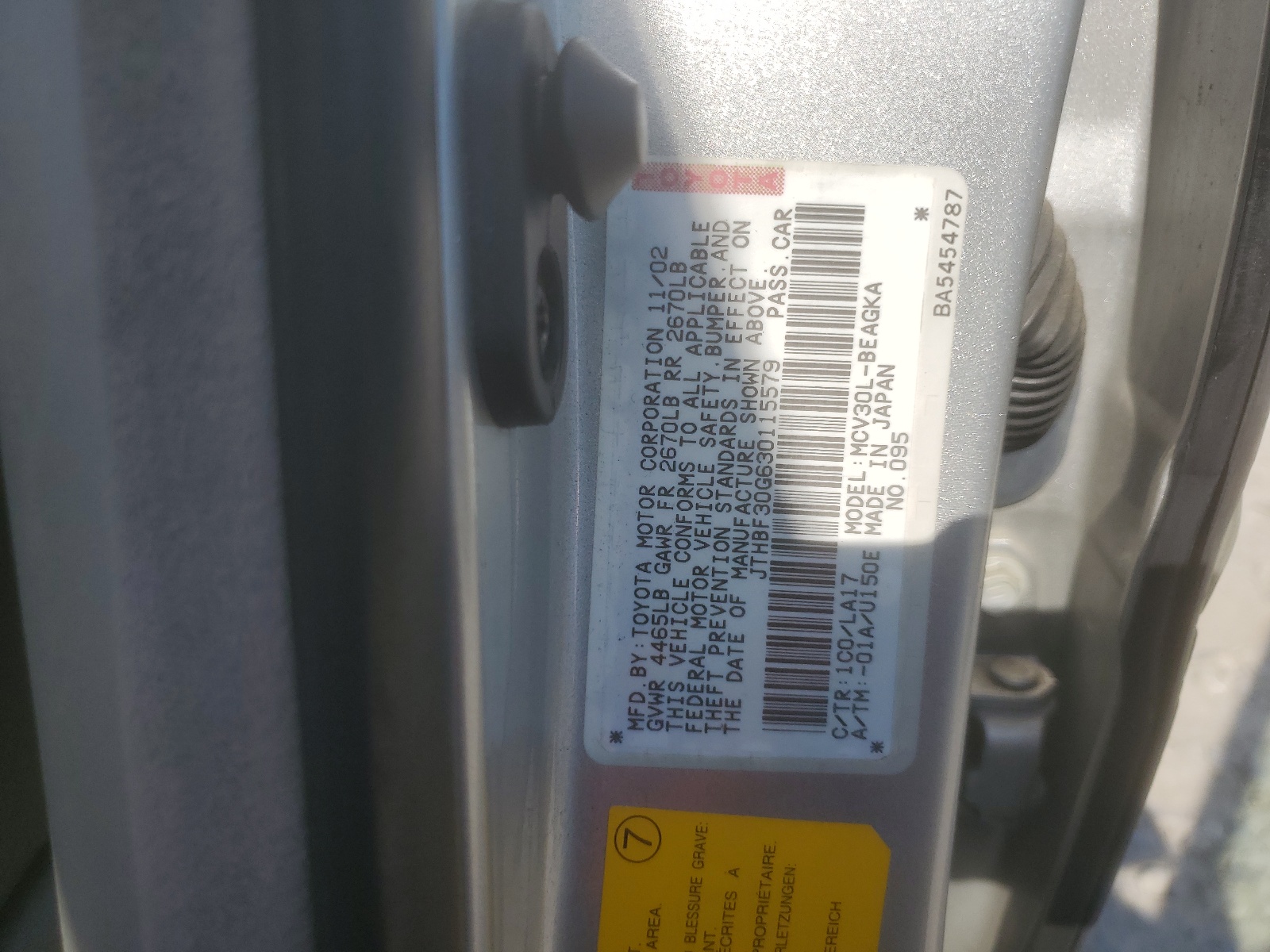 JTHBF30G630115579 2003 Lexus Es 300