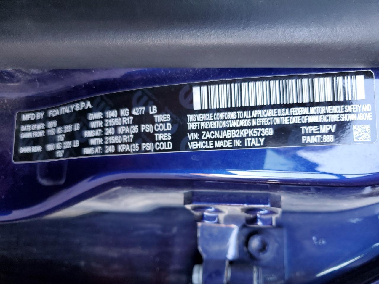 2019 Jeep Renegade Latitude VIN: ZACNJABB2KPK57369 Lot: 61853294