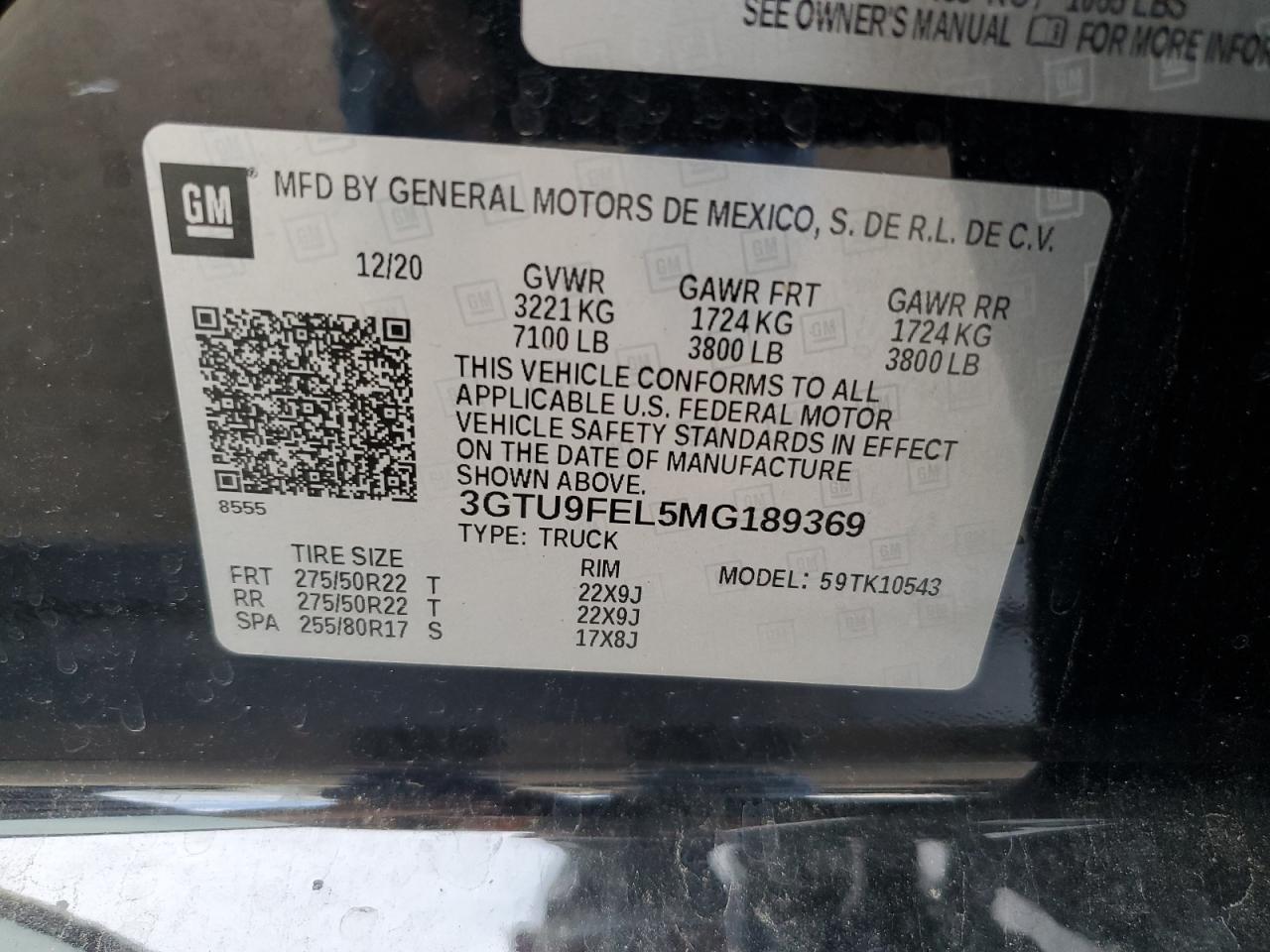 3GTU9FEL5MG189369 2021 GMC Sierra K1500 Denali