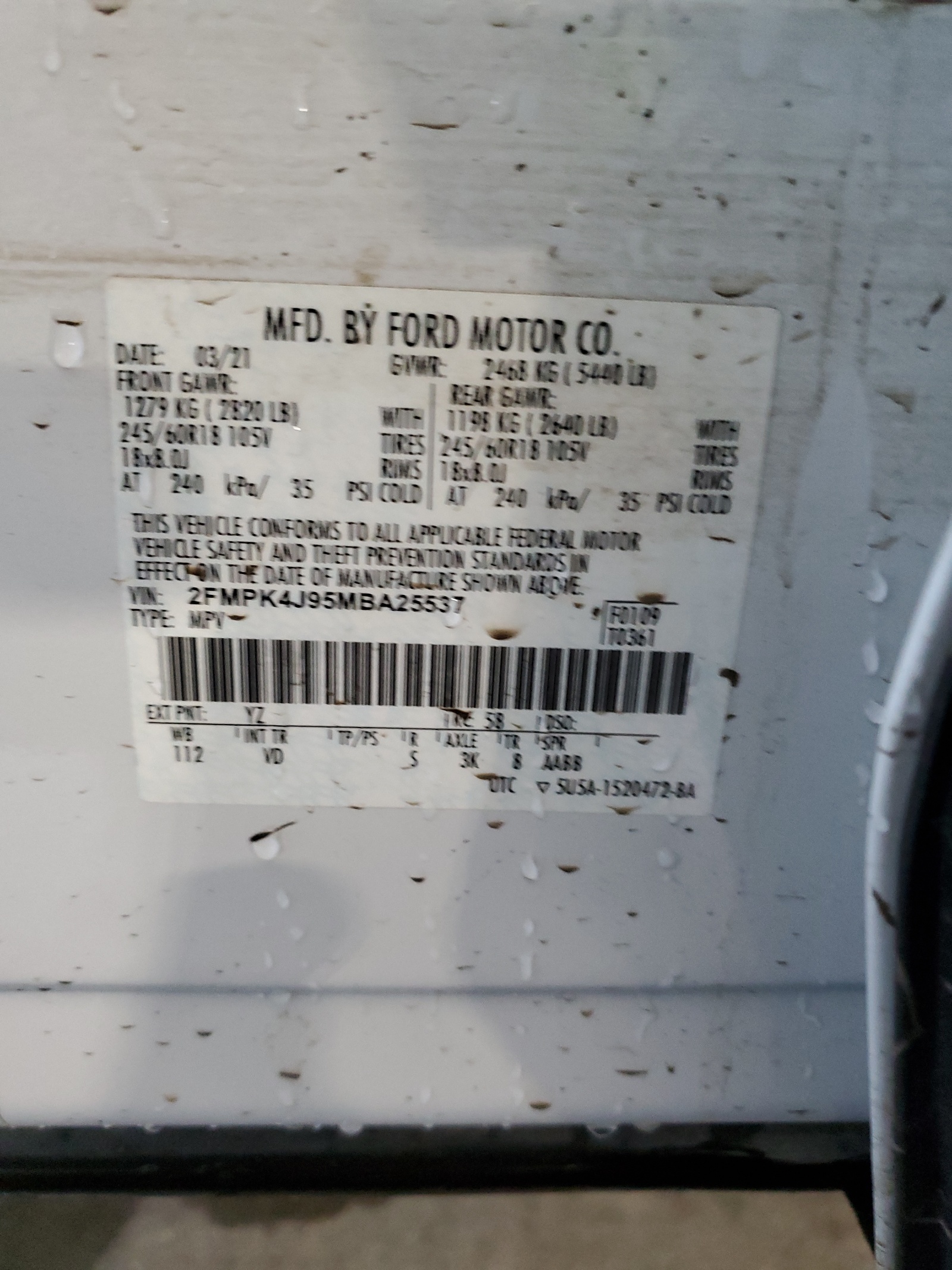 2FMPK4J95MBA25537 2021 Ford Edge Sel