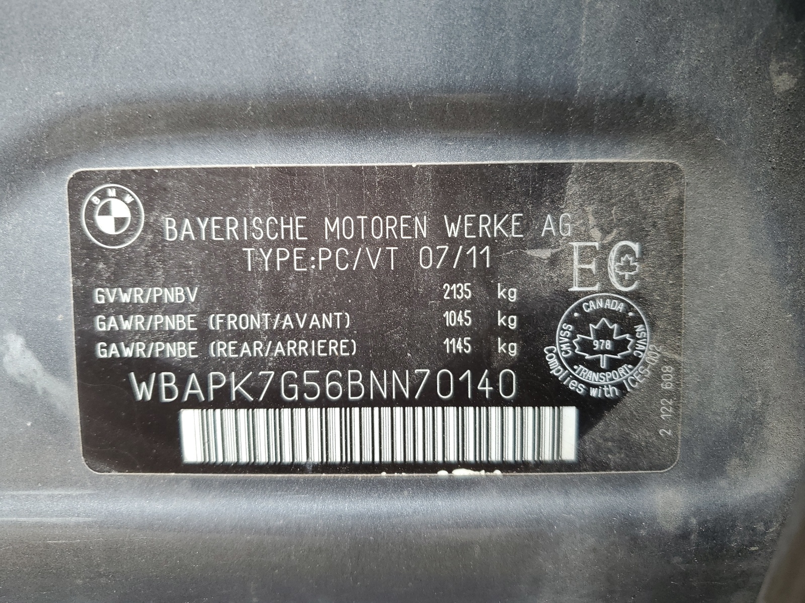 WBAPK7G56BNN70140 2011 BMW 328 Xi