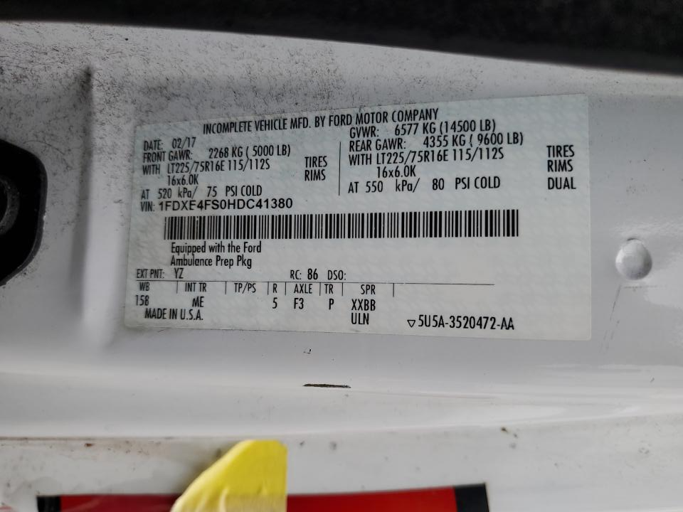 1FDXE4FS0HDC41380 2017 Ford Econoline E450 Super Duty Cutaway Van