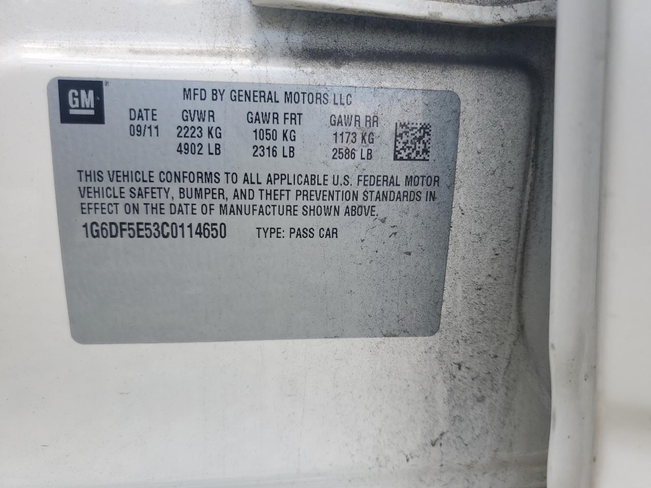 2012 Cadillac Cts Luxury Collection VIN: 1G6DF5E53C0114650 Lot: 62451554