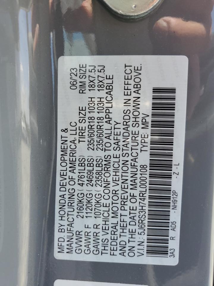 2024 Honda Cr-V Exl VIN: 5J6RS3H74RL000108 Lot: 62410964