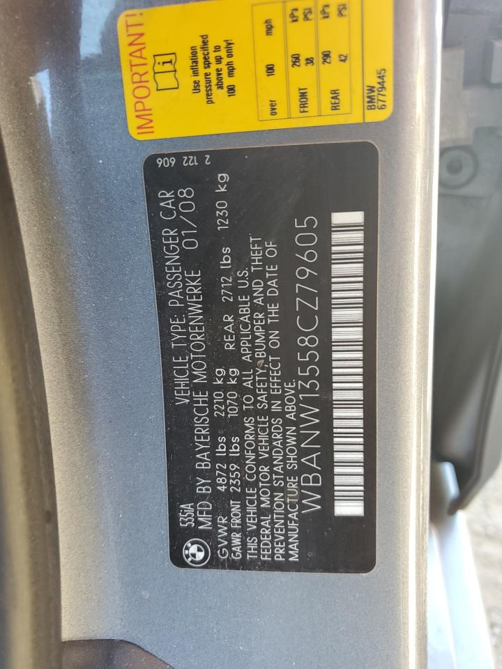 2008 BMW 535 I VIN: WBANW13558CZ79605 Lot: 62950394