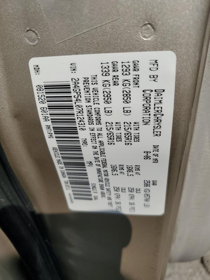 2007 Chrysler Town & Country Touring VIN: 2A4GP54L07R124310 Lot: 65013944