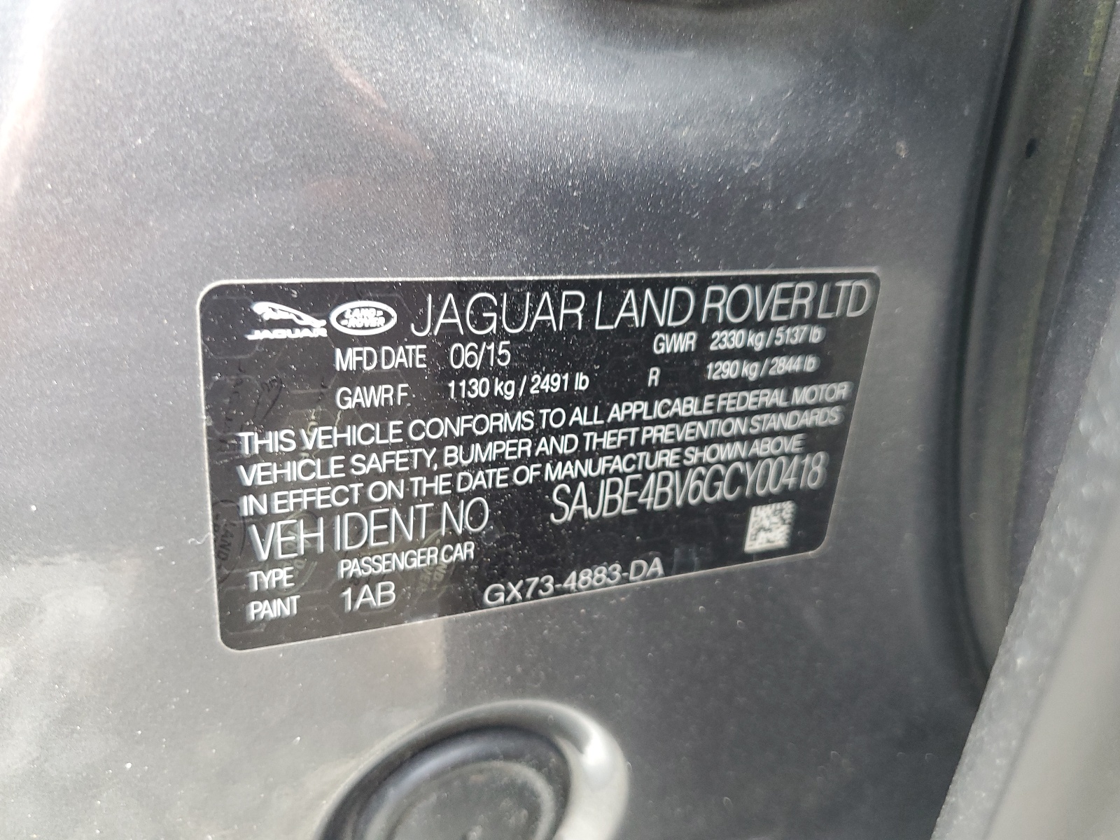 SAJBE4BV6GCY00418 2016 Jaguar Xf Prestige