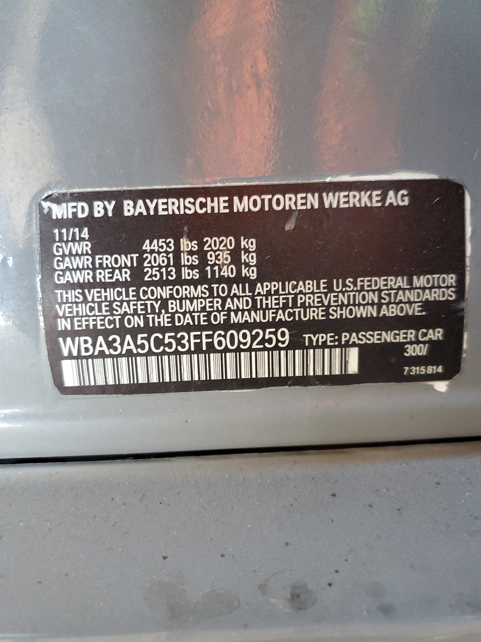 WBA3A5C53FF609259 2015 BMW 328 I