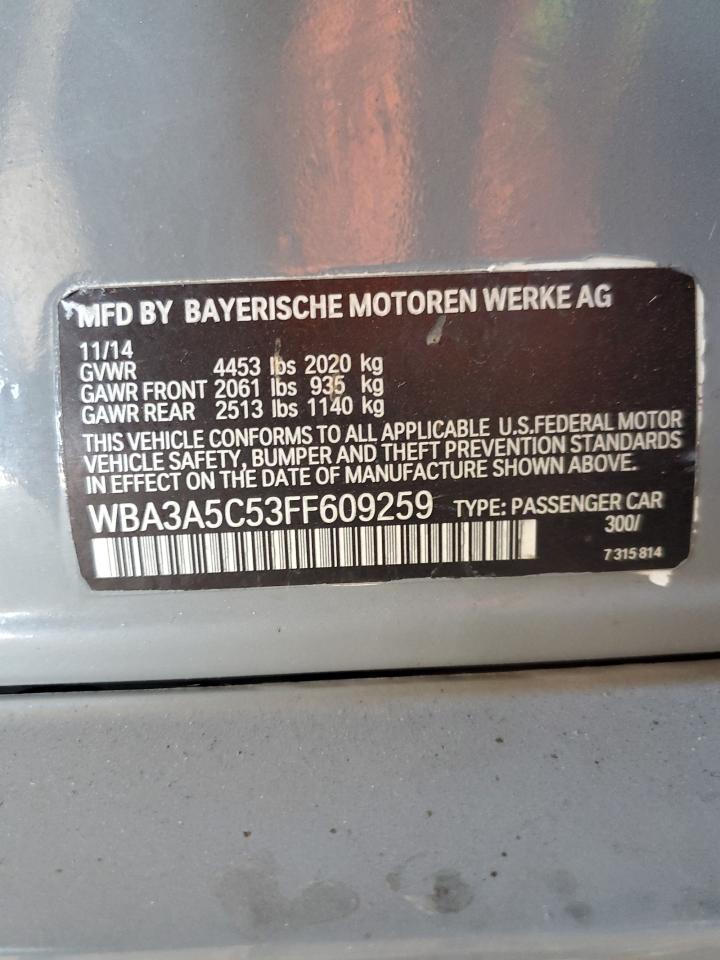 2015 BMW 328 I VIN: WBA3A5C53FF609259 Lot: 62258234