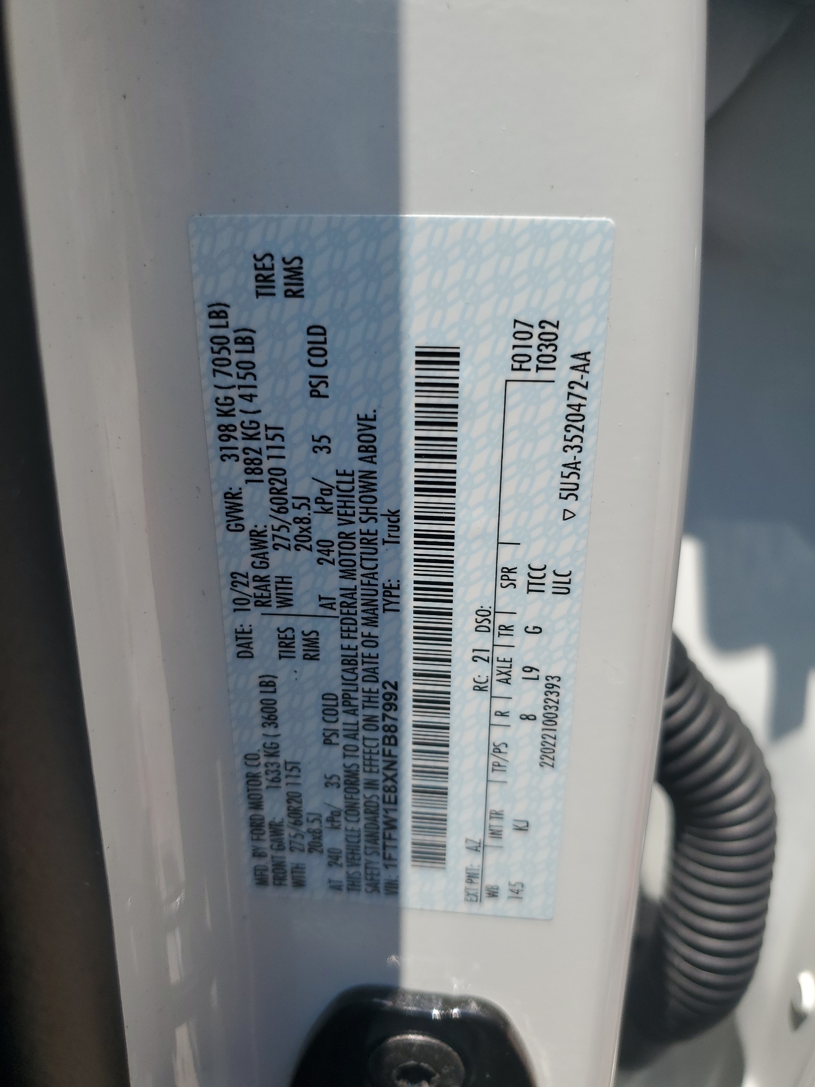 1FTFW1E8XNFB87992 2022 Ford F150 Supercrew