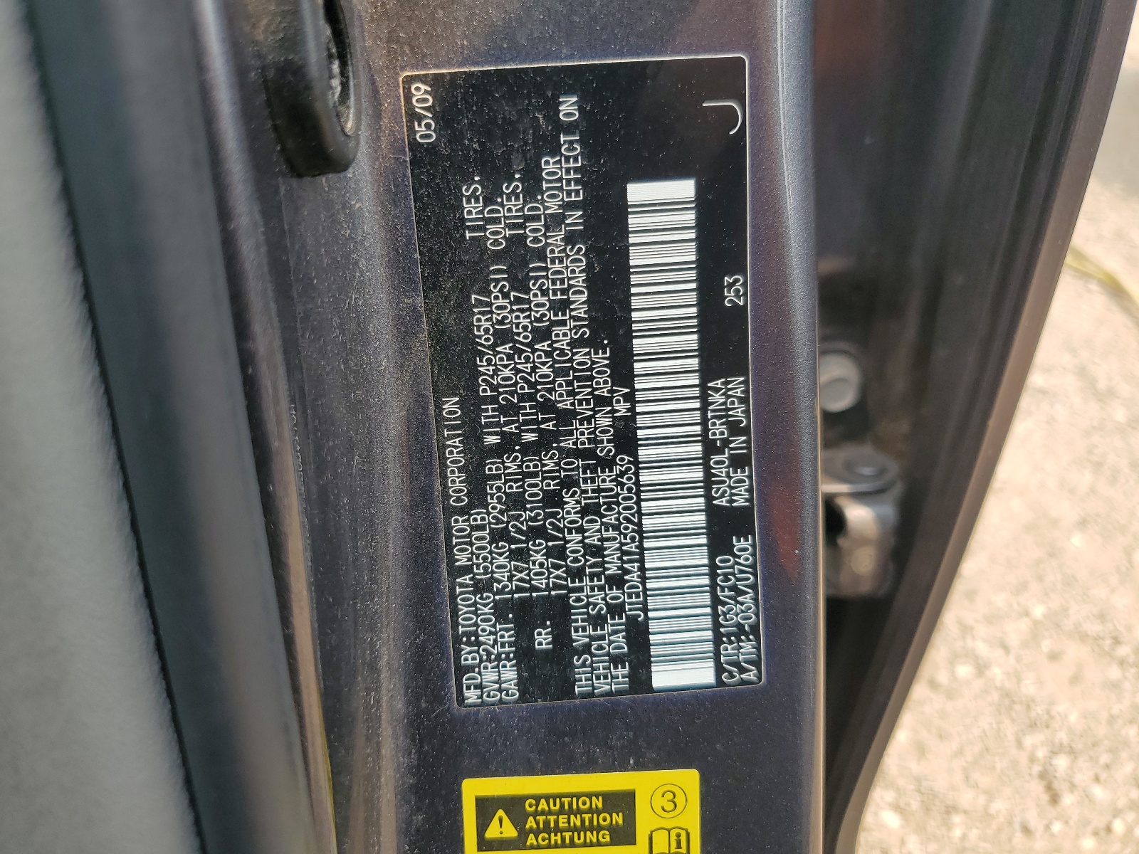 JTEDA41A592005639 2009 Toyota Highlander