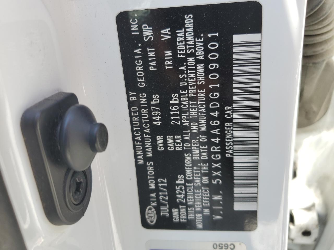 2013 Kia Optima Sx VIN: 5XXGR4A64DG109001 Lot: 63565384