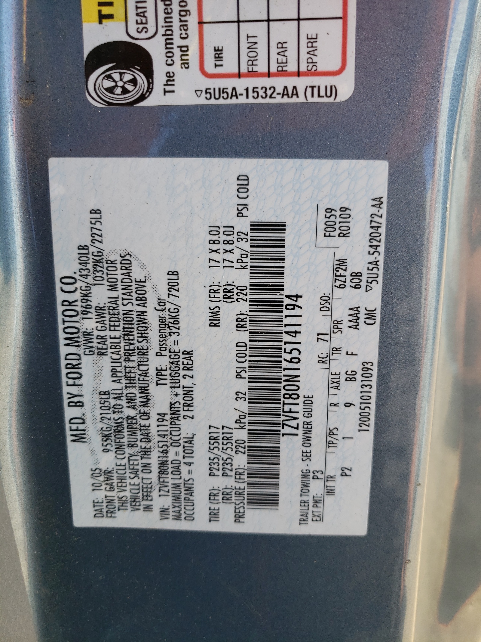 1ZVFT80N165141194 2006 Ford Mustang