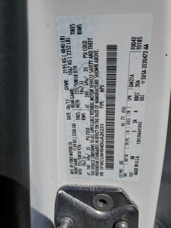 2013 Ford Escape Sel VIN: 1FMCU9H94DUA26233 Lot: 63927204