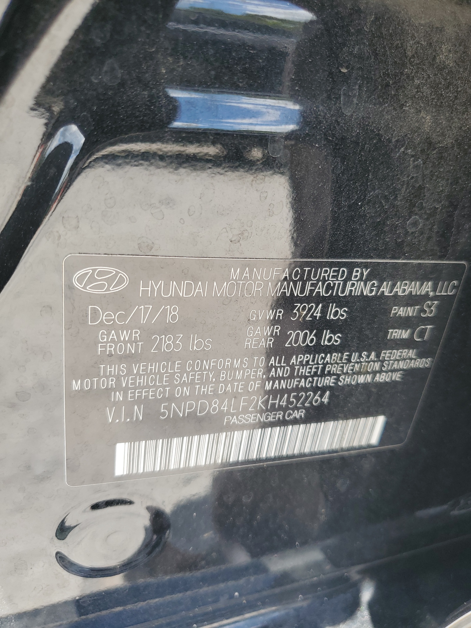 5NPD84LF2KH452264 2019 Hyundai Elantra Sel