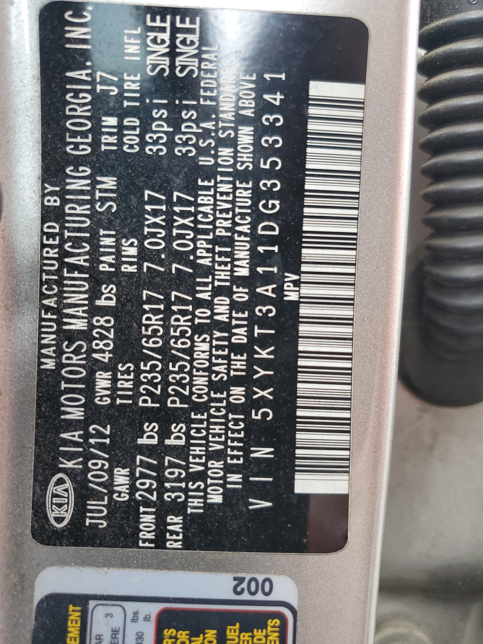 5XYKT3A11DG353341 2013 Kia Sorento Lx