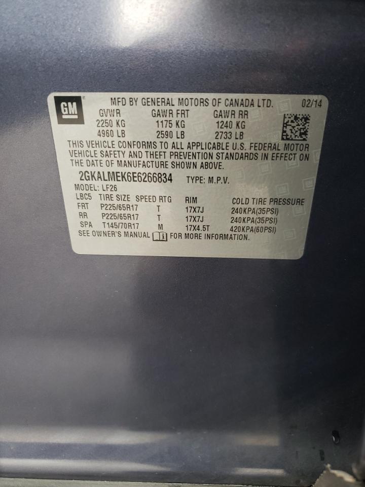 2014 GMC Terrain Sle VIN: 2GKALMEK6E6266834 Lot: 65342344