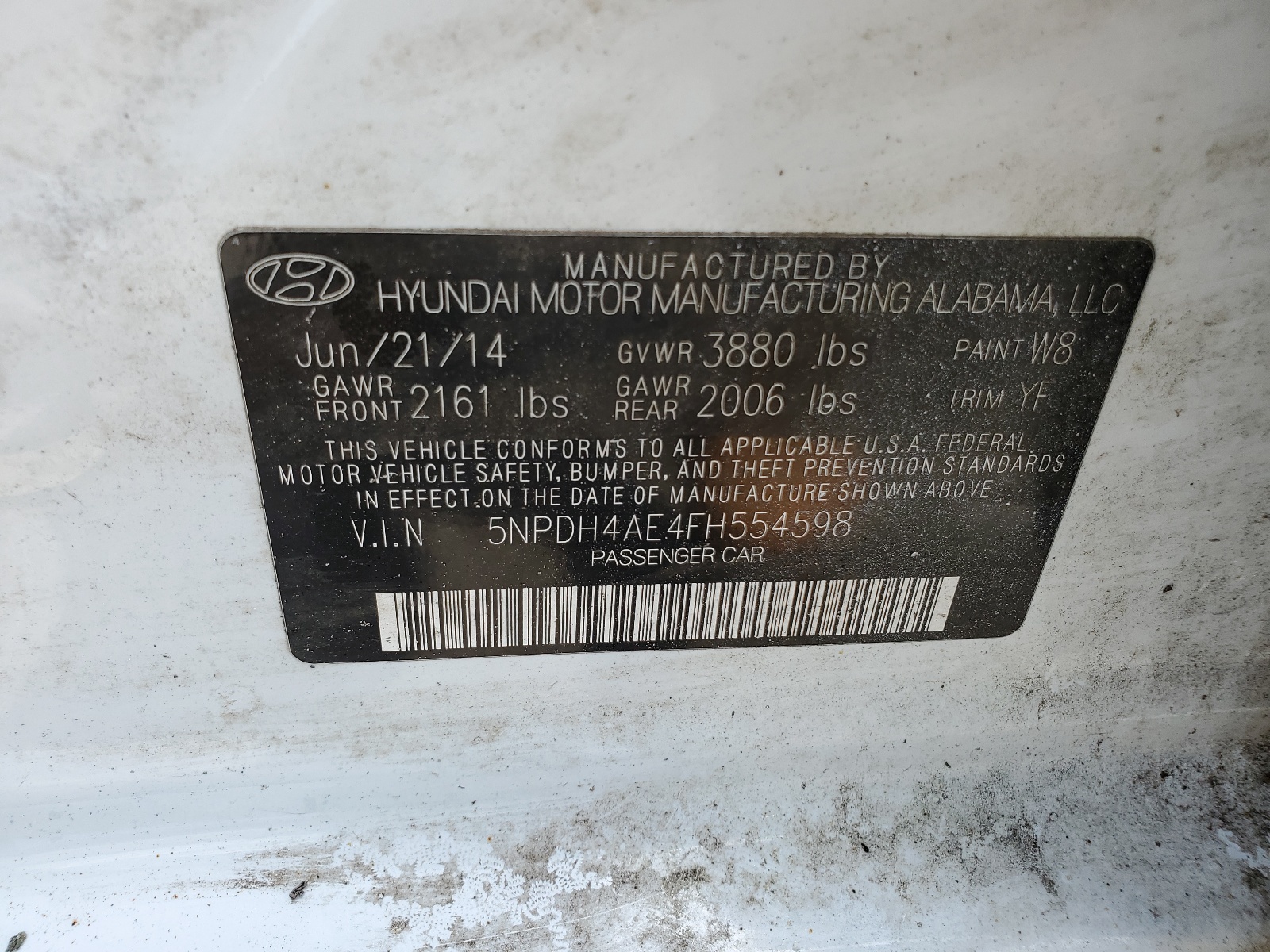 5NPDH4AE4FH554598 2015 Hyundai Elantra Se